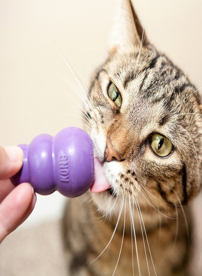 KONG Kitty, Durable Natural Rubber Interactive Cat Toy, Treat Dispenser, Fulfills Natural Hunting Instincts, Unpredictable Bounce, Stuff Cat Treats, Catnip, Promotes Batting, Rolling, Chasing, Purple - Image 2